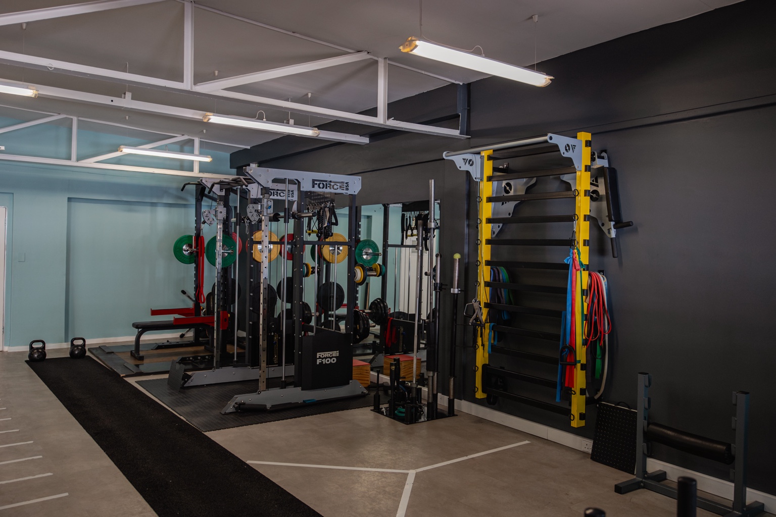 Functional strength area with the yellow training station at Wright & van Wyk Biokineticists